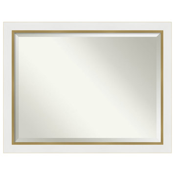 Eva White Gold Beveled Wall Mirror - 45.25 x 35.25 in.