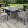 Florence Rectangular Patio Dining Table, 6 Armless Chairs Grey Stone