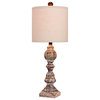 26" Distressed Balustrade Resin Table Lamp, Cottage Antique Brown