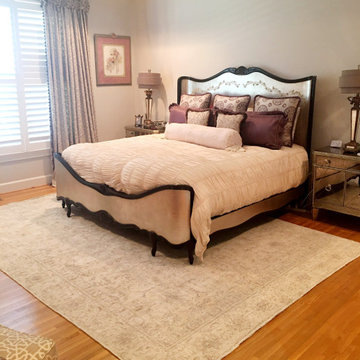 Master bedroom design updated by our Vintage Persian Overdyed Tabriz Rug!