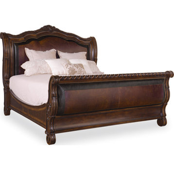Valencia Upholstered Sleigh Bed - Tuscan, Queen