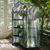 Mini Greenhouse 4-Tier Portable Green House With Locking Wheels and PVC Cover