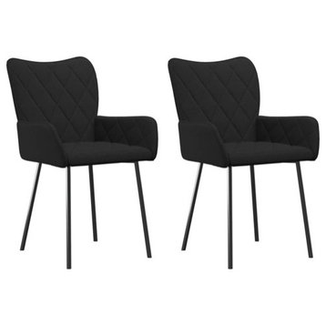 vidaXL Dining Chairs 2 Pcs Accent Chair Armchair for Living Room Black Fabric