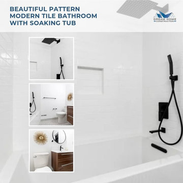 Beautiful Pattern Modern Tile Bathroom with Soaking Tub - Renton, WA