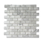 Carrara Marble 1x2 Subway Brick Mosaic Tile Polished Venato Carrera, 1 sheet