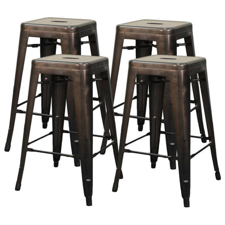 Metropolis Metal Backless Counter Stool, Set of 4, Gunmetal Gray