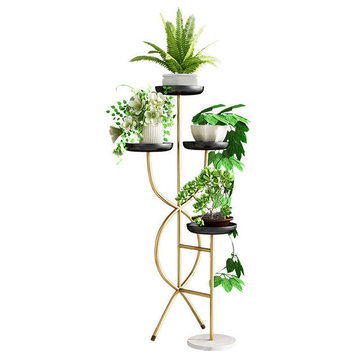 Multi-Layer Indoor Iron Flower Stand for Indoor Porch, Balcony, Gold/black