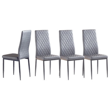 Light Gray Minimalist Dining Chair Fireproof Leather