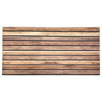 Faux Wood 3D Wall Panels, Distressed Brown, Set of 10, Covers 54 sq ft