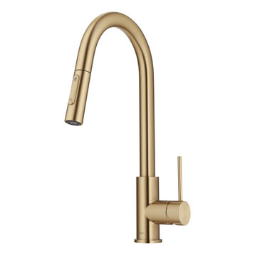 Oletto Pull-Down 1-Handle 1-Hole Kitchen Faucet, 2-Function, Brushed Gold