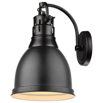 Duncan 1 Light Wall Sconce, Black With A Matte Black Shade