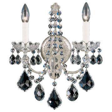 New Orleans 2-Light Wall Sconce in Antique Silver With Clear Heritage Crystal