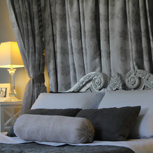 gray master bedroom