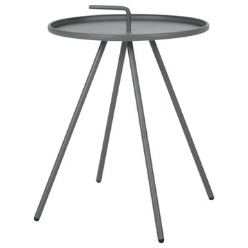 Joyce Outdoor Modern 16.5" Side Table With Steel Legs, Gray