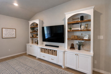 Inspiration for a transitional family room remodel in Austin