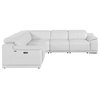 White Italian Leather Modular Curved 5-Piece Corner Sectional