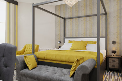 Minimalist loft-style bedroom photo in Other