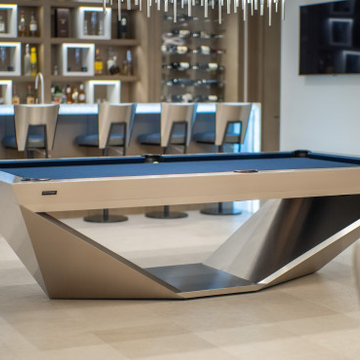 Stealth Brushed Aluminum Contemporary Pool Table