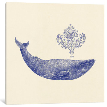 "Damask Whale Square #2" Print by Terry Fan, 18"x18"x1.5"