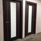 Modern Swing Door with Laminate Insert in Wenge Finish