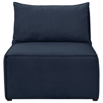 Perry French Seamed Armless Chair, Velvet Ink