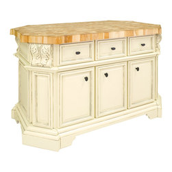 Antique-White Pre-Made Kitchen Island - Kitchen Islands And Kitchen Carts