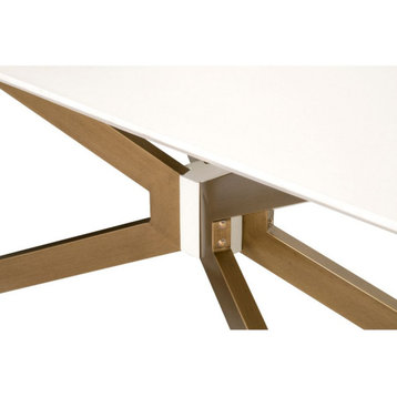 Industry Rectangle Dining Table Ivory Concrete, Brass