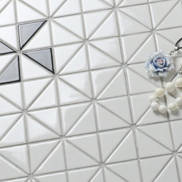 Triangular Windmill Pattern Porcelain Mosaic Tile, Floor design