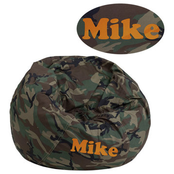 Personalized Small Camouflage Bean Bag Chair for Kids and Teens