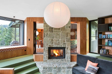 This is an example of a midcentury living room in Hobart.