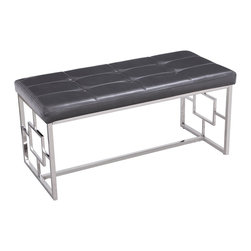 Joveco - Faux Leather Tufted Table Bench, Black - Upholstered Benches