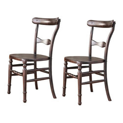 Joveco - Vintage-Style Curved Back Wood Chairs With Decorative Slats, Set of 2 - Dining Chairs