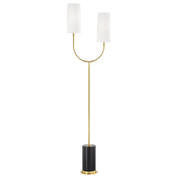 Vesper 2 Light Floor Lamp, Aged Brass