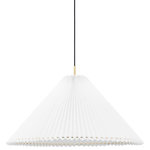 Mitzi by Hudson Valley Lighting - Demi 1-Light Large Pendant Aged Brass - Dubbed the comeback queen, Demi brings pleats into the modern age, coupling the traditional motif with minimalist metalwork. The Demi collection is stacked, available as a wall sconce, pendant, linear light, table lamp, and floor lamp. Throughout the family, one detail that shines is the metal ring at the edges of the shade. Structural in nature, it becomes a decorative accent, finished in aged brass or soft black.