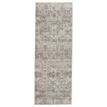 Jaipur Living - Vibe Candide Trellis Gray and Ivory Area Rug, 3'x8' - The stunning En Blanc collection captures the elegance of neutral, vintage-inspired patterns and melds Old World aesthetics with an updated and luxurious vibe. The Candide rug boasts an ornate brocade motif in tonal hues of gray and ivory. Soft and lustrous, this chameleon-like and texture-rich design emulates the timeless style of a Turkish hand-knotted rug, but in an accessible polyester and viscose power-loomed quality.