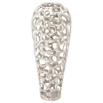 Contemporary Silver Aluminum Metal Vase 37664