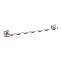 Door Corner - Aurora Series Bathroom Collection, Satin Nickel, 24" Towel Bar - Towel Bars