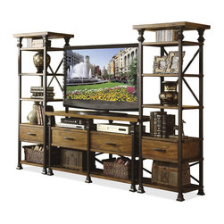 Riverside Lennox Street Console Table and Etagere in Landmark Worn Oak - Products