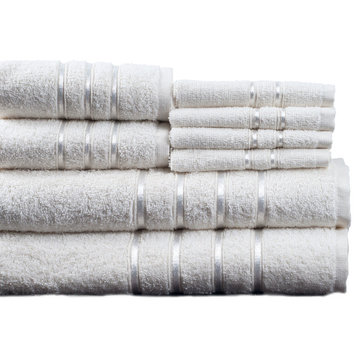 100% Cotton Plush 8 Piece Bath Towel Set by Lavish Home, White