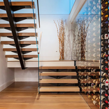 Rift Sawn White Oak Plank Flooring, Floating Staricase