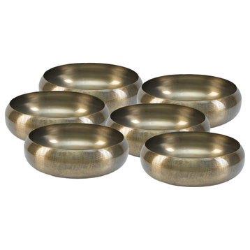 Serene Spaces Living Vintage Gold Round Iron Bowl, Large, Pack of 6