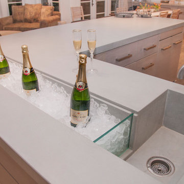 Residential Concrete Bar with Integrated Champagne Trough and Sink