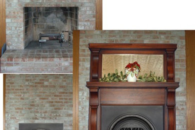 Family Room Fireplace With Full Brick