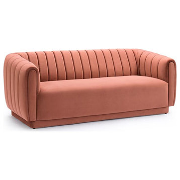 Armen Living Kinsley 82" Tufted Modern Velvet Sofa in Blush Pink