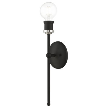 Livex Lighting 14421 Lansdale 15" Tall Commercial Wall Sconce - Black / Brushed