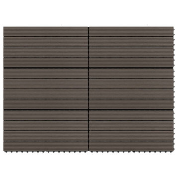 vidaXL Decking Tiles Floor Tile Outdoor Flooring Tile 6 Pcs WPC Dark Brown