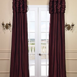 Ruched Merlot Thai Silk Curtain - Curtains