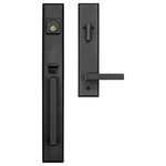 Rockwell Security Inc. - Lumina Solid Brass Entry Door Handle Set With Delta Lever, Antique Black - Residential Lumina Antique Black finish is suitable for doors with a double bore 2-1/8_ x 5-1/2" Center to Center. The Rockwell Lumina Handle Sets allows it to be retrofitted into 6 different bottom screwhole positions. Exterior Door Lock Single Cylinder Keylocking Deadbolt Handleset