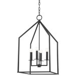Mitzi by Hudson Valley Lighting - Lena 4-Light Large Pendant Aged Iron - Lena throws caution to the wind, ditching traditional lantern cues for hard edges and boundless views. Familiar yet new, Lena's rock n' roll frame is available in two sizes and finishes: aged iron or gold leaf.