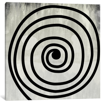 "Mid Century Modern Art- Black Swirl" by 5by5collective, 18x18x1.5"